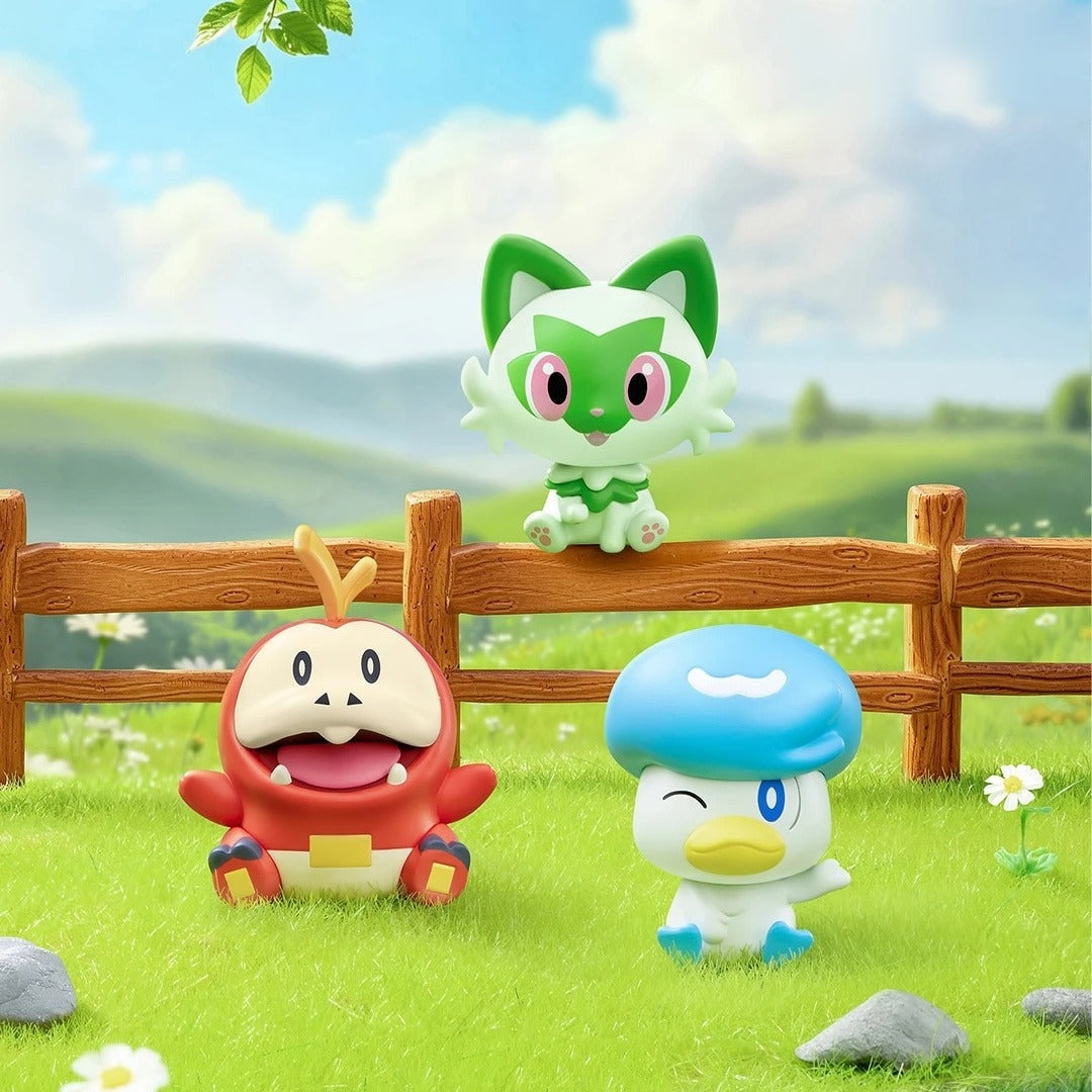 Sprigatito, Fuecoco and Quaxly figures from the First Partners series