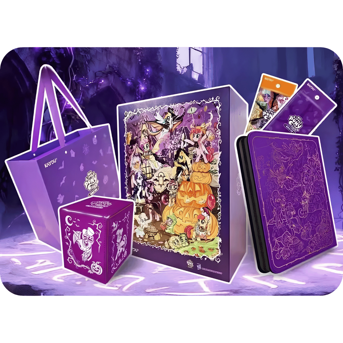 My Little Pony Card Game Nightmare Night Gift Box Bundle 01 — gift box, card box, album, sleeves and packs